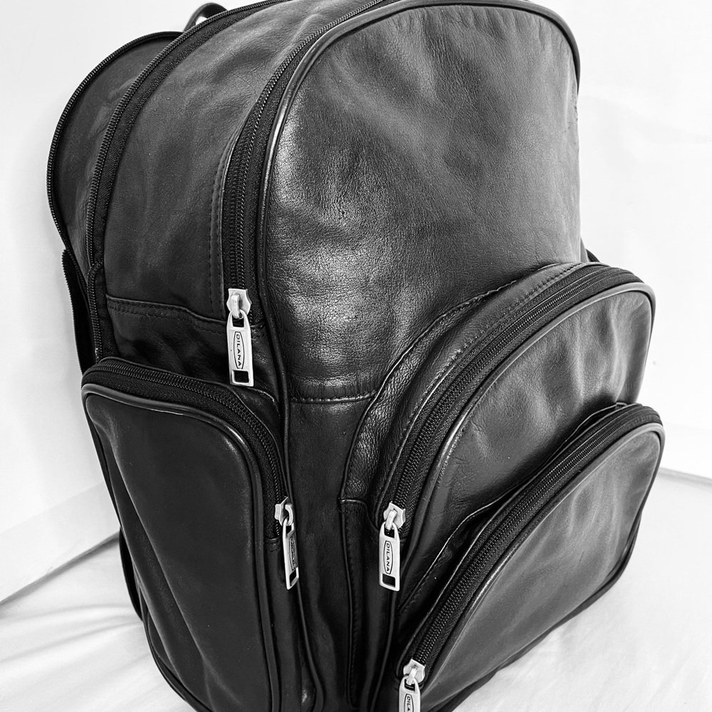 Dilana genuine black leather backpack